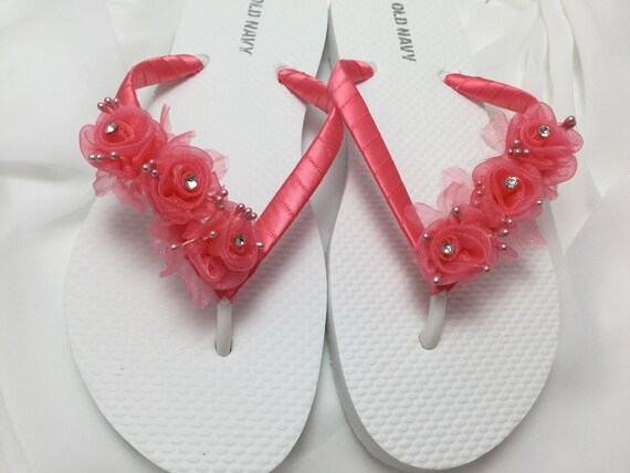 coral flip flops for wedding