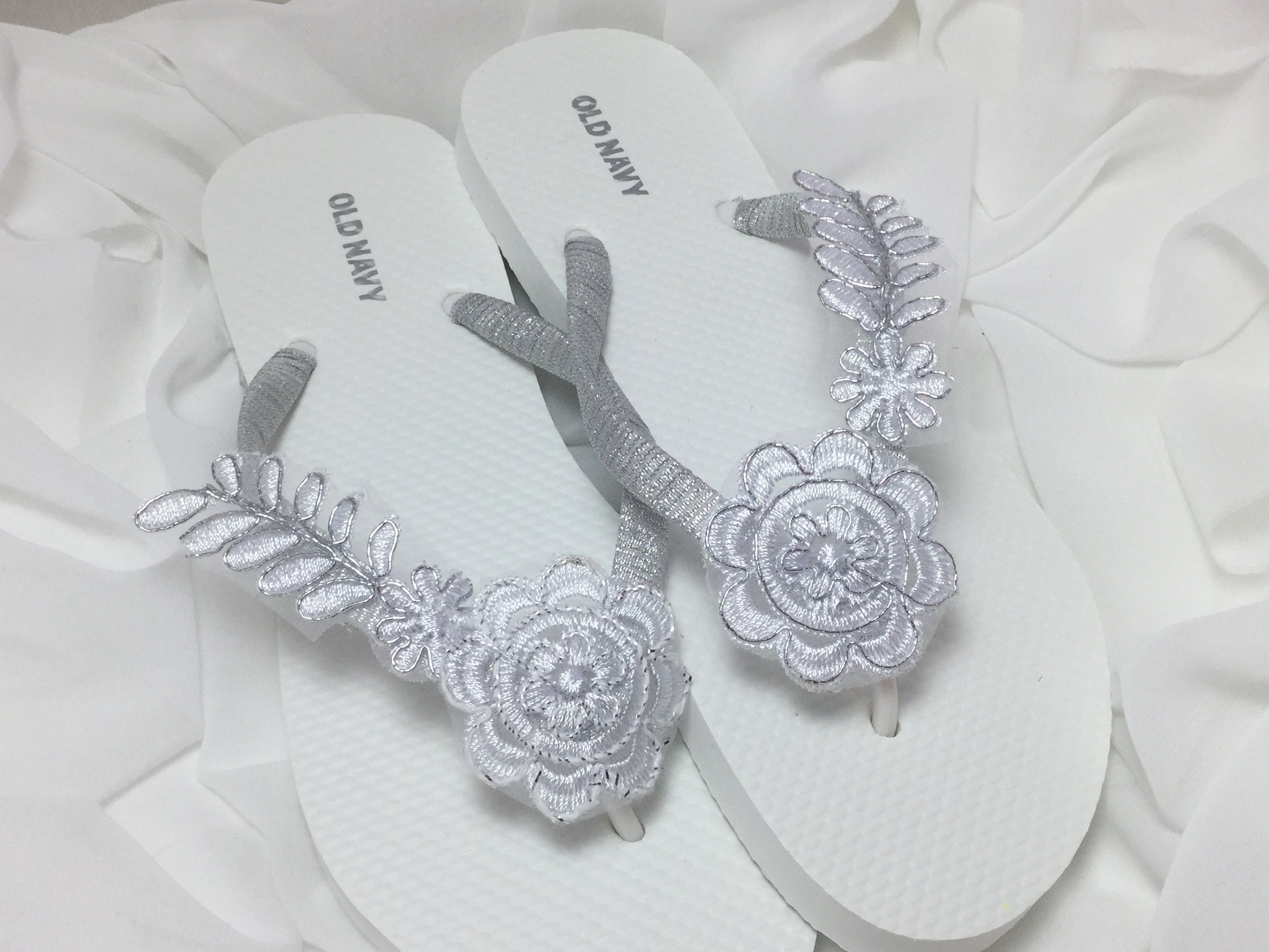 Silver wedding flip flops sale