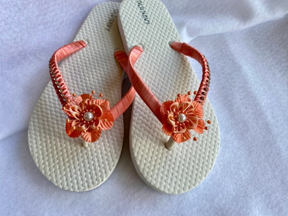 Coral flip flops for wedding hotsell