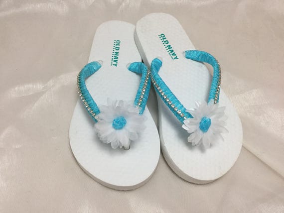 Flower Girl Flip Flops Bridal Flip Flops Flower Girl Turquoise
