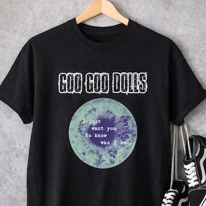 90年代ロックバンドの歌詞Tシャツ、グー・グー・ドールズの曲、ユニセックスグレーTシャツ、アイリス