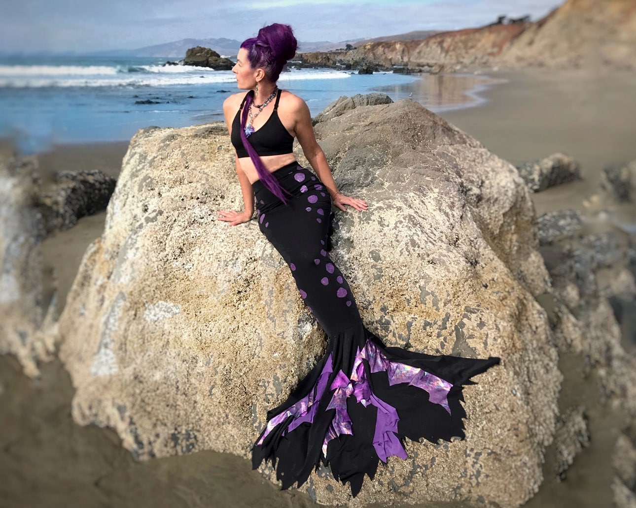 Black and Purple Swimmable Mermaid Tail Angelfish style Etsy