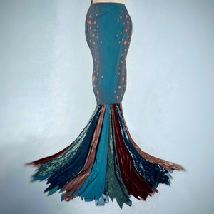 Teal and Copper Angelfish Mermaid Tail, Sunken Treasures, Queen size, Plus size Mermaid Tail, ready to ship