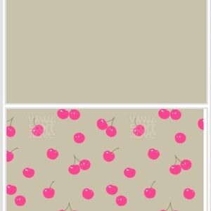 Puede incluir: Un patr&oacute;n sin costuras con cerezas rosas sobre un fondo beige claro. Las cerezas est&aacute;n dispuestas en un patr&oacute;n aleatorio, con algunas cerezas superpuestas.