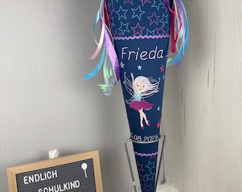 70 cm Schultüte aus Stoff - mit Name und Motiv - Meerjungfrau, Pegasus, Fee oder Elfe - je nach Wunsch