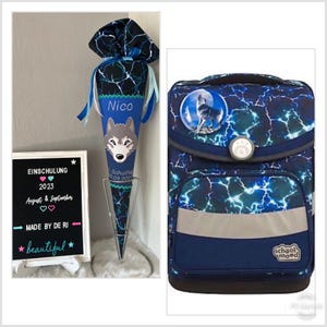 70 cm Schultüte aus Stoff - mit Name und Motiv - passend zum School Mood Felix Wolf