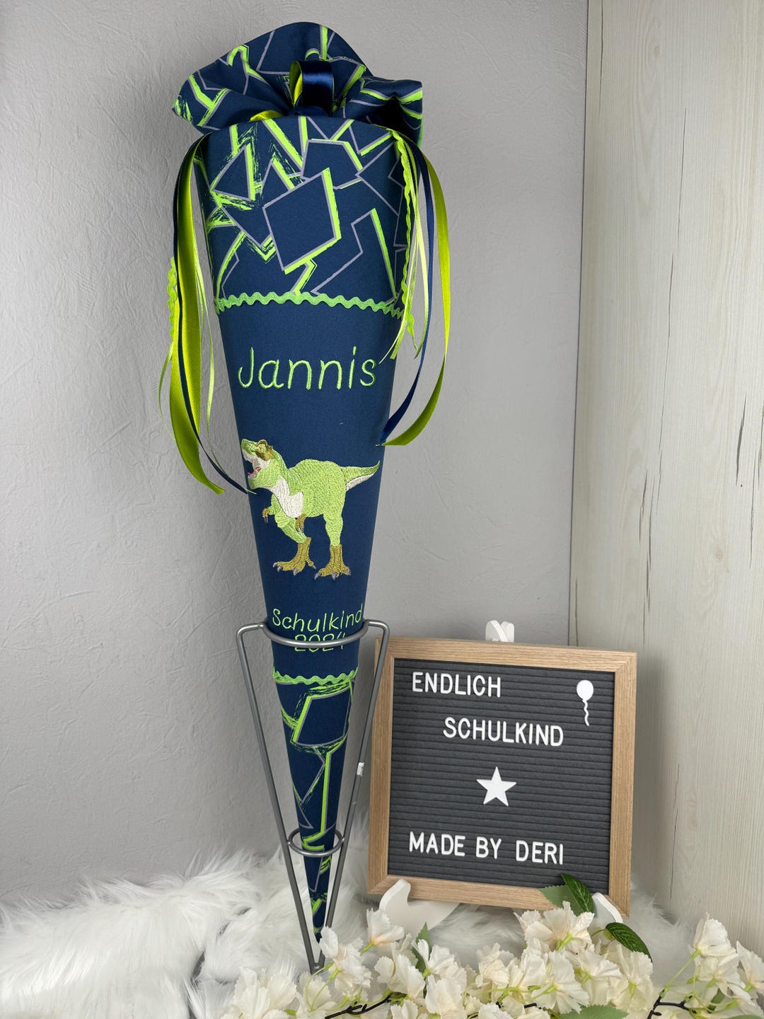 70 Cm Schultüte Aus Stoff Mit Name Und Motiv T-rex, Fußball, Traktor ...