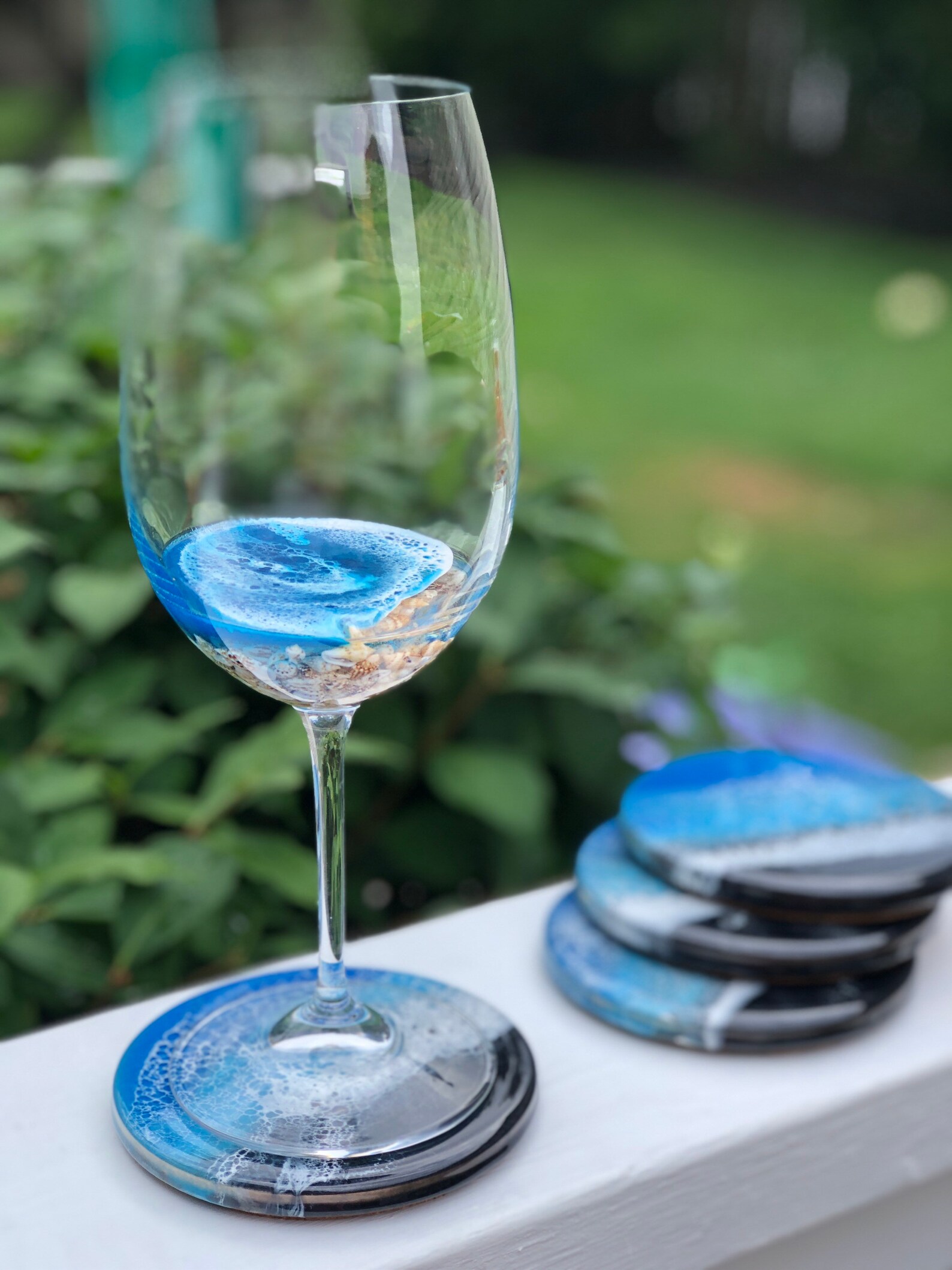 Ocean resin seashell wave wine glass / housewarming gift / Etsy