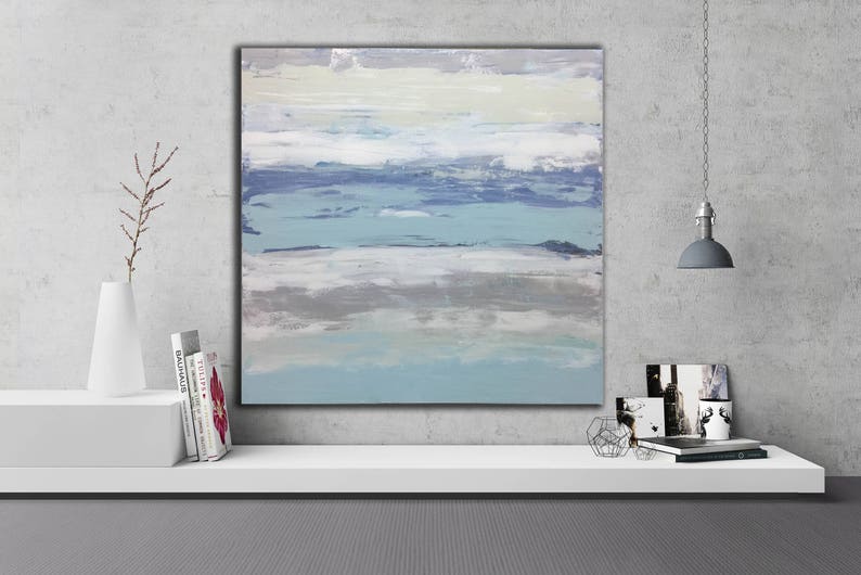 RUSTIC nautical farmhouse abstract large square painting image 3