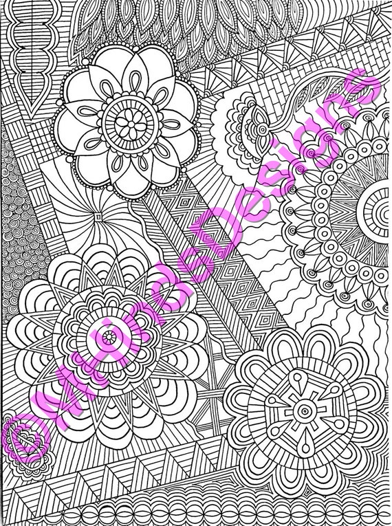 items similar to printable coloring page zentangle doodle