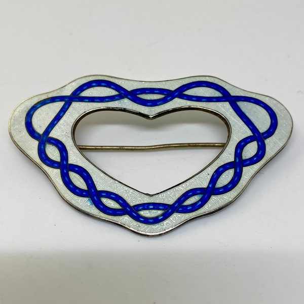 Sterling Silver & Enamel Jewelry Sash Pin Brooch Art Nouveau Edwardian