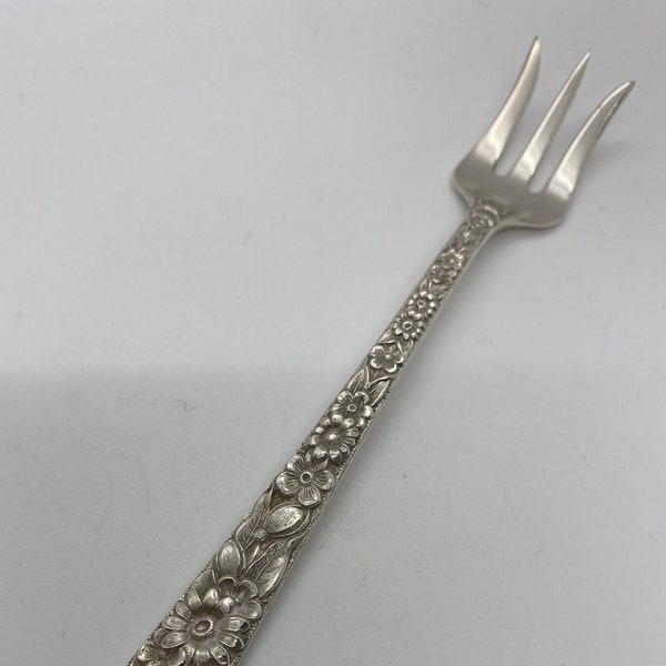 Vintage Sterling Silver Seafood Cocktail Fork Samuel Kirk & Son Repousse