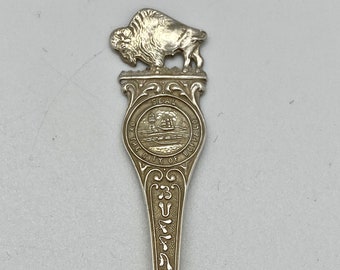 Vintage Sterling Silver Buffalo New York Souvenir Spoon Figural SSMC NY