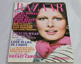 Vintage 1976 Harper's Bazaar Magazine January Women's Fashion Clothing Beauty Advertising