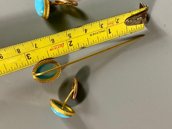 Vintage Men’s Jewelry Cufflinks Stick Pin Set Blu… - image 8