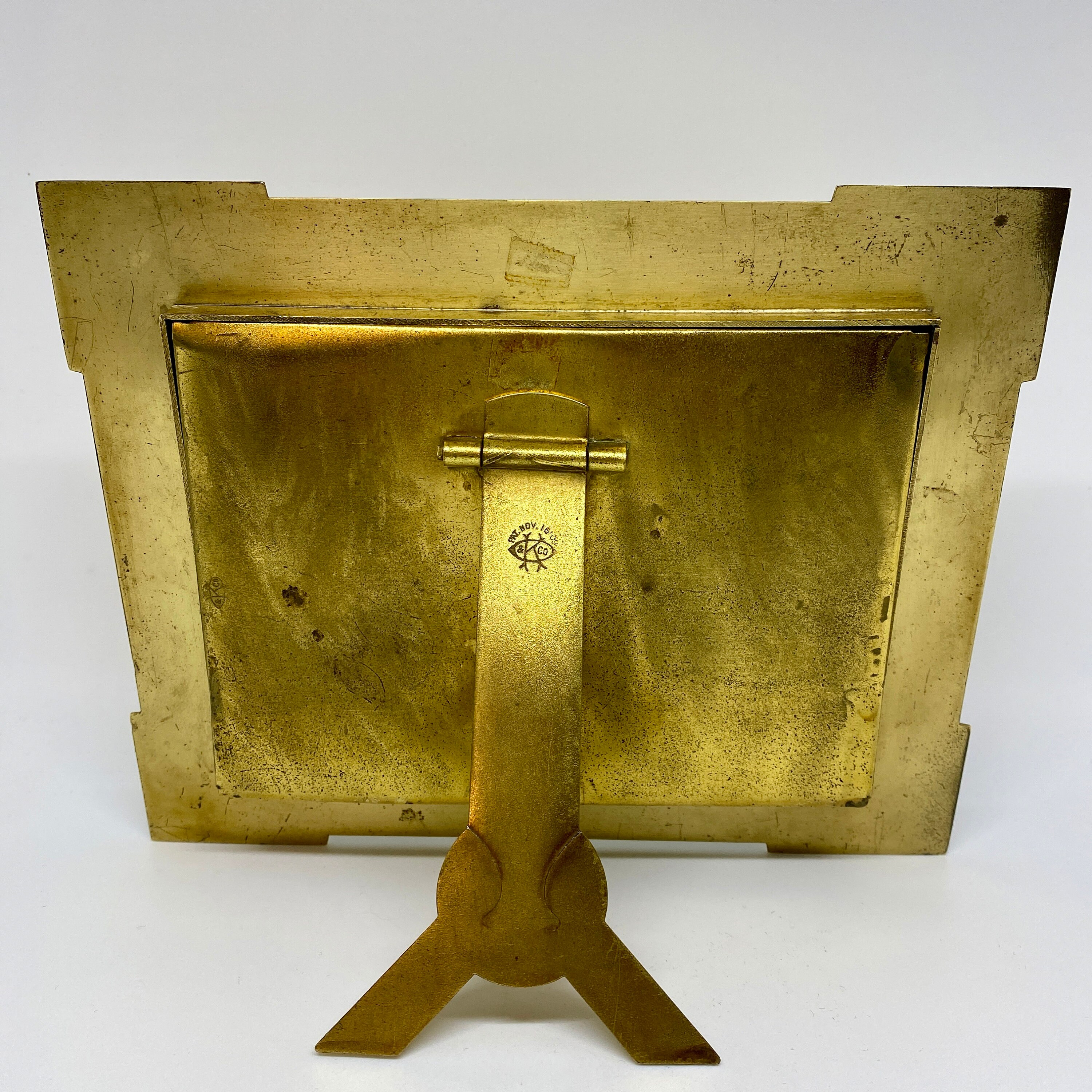 Antique Brass Easel Back Picture Frame KC Co Art Nouveau Jugendstil