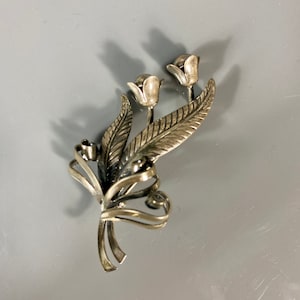 Vintage Modernist HS Denmark Sterling Silver Flower Brooch Hermann Siersbol Jewelry Pin 925 Mid-Century