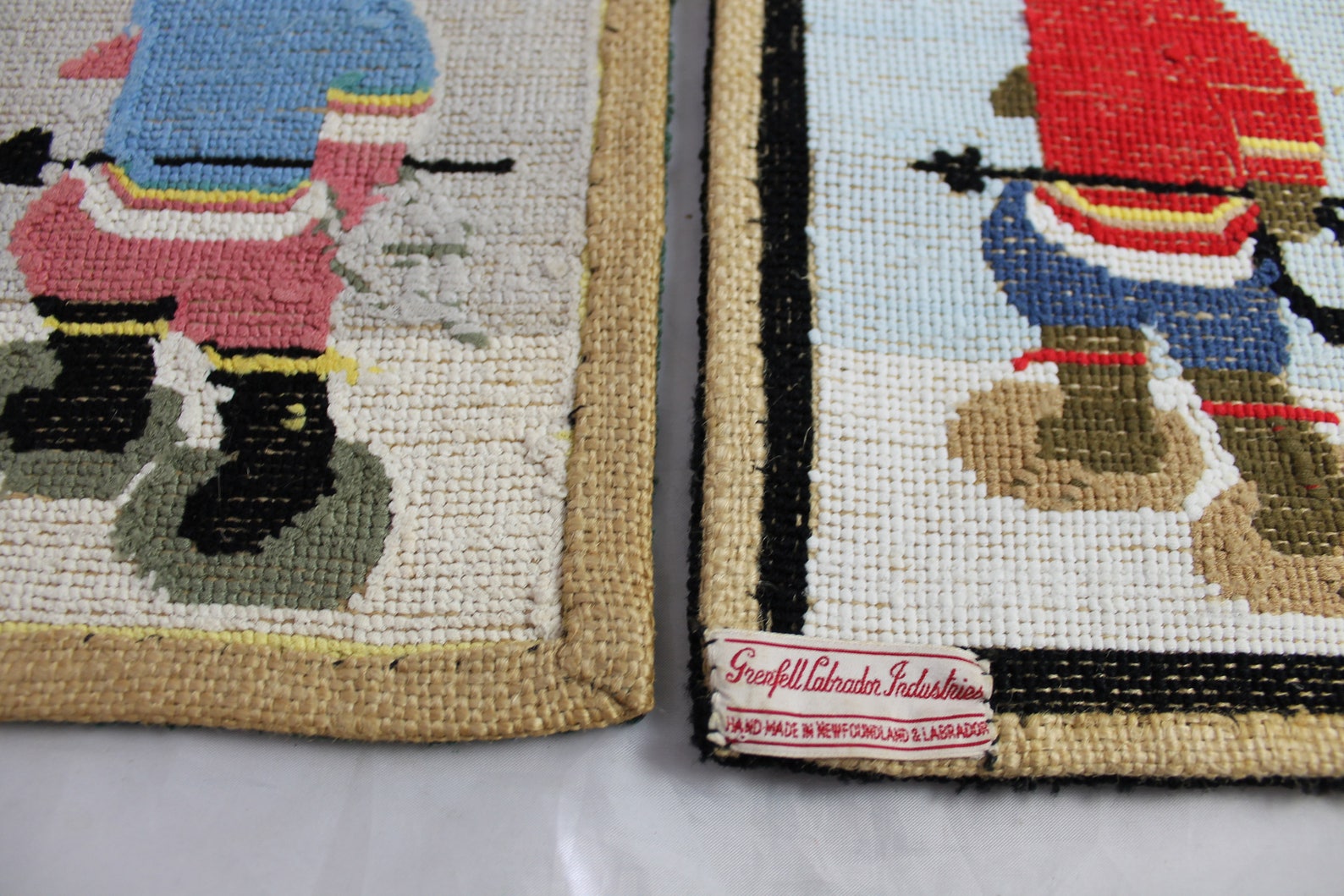 2 Vintage Grenfell Hooked Rug Mats Newfoundland Labrador Folk Etsy