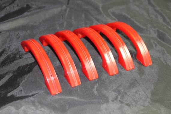 6 Red Bakelite Pulls Handles Drawer Furniture Vintage Hardware Etsy