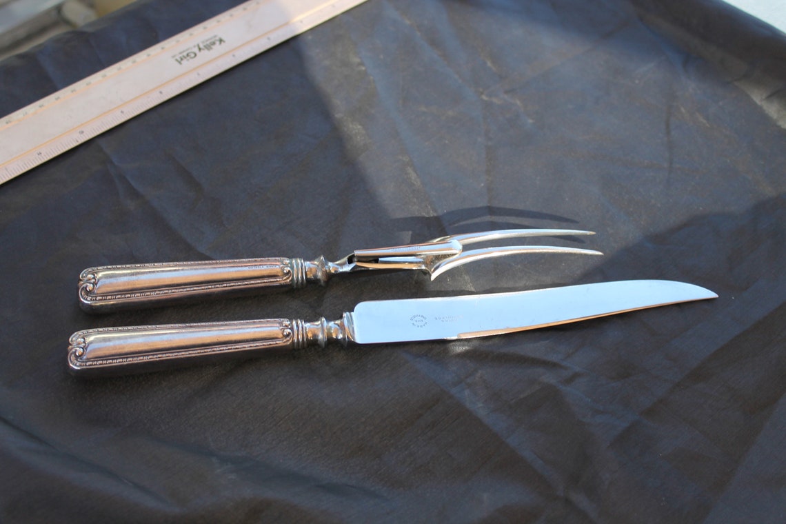 Vintage BIRKS Sterling Silver Vintage Meat Carving Set Knife and Fork