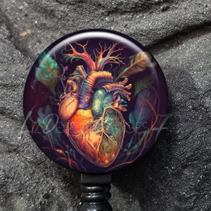 Watercolor Human Heart Badge Reel - Human Heart Badge Holder - Heart Retractable Badge Reel - Nurse Badge Reel - Medical Staff Gift- A459
