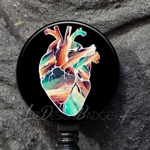 Human Heart Badge Reel-Heart Badge Holder-Heart Retractable Badge Reel -Human Anatomy Badge Reel -Nurse Badge Reel-Medical Staff Gift-A324