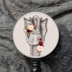 Larynx with Flowers Badge Reel -Larynx Retractable Badge Holder -Medical Staff -Nursing Badge Reel - Speech Pathologist Badge Reel -SLP A194