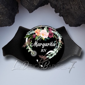 Floral Personalized Stethoscope ID Tag - Littmann Stethoscope ID Tag - Personalized Stethoscope Name Tag - Monogram Stethoscope -Style-935