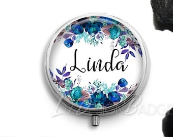 Personalized Floral Pill Box,Personalized Pill Box,Gifts for Her,Bridesmaid Gift,Trinket Box Storage,Medical Pills Storage,Monogram Pill Box