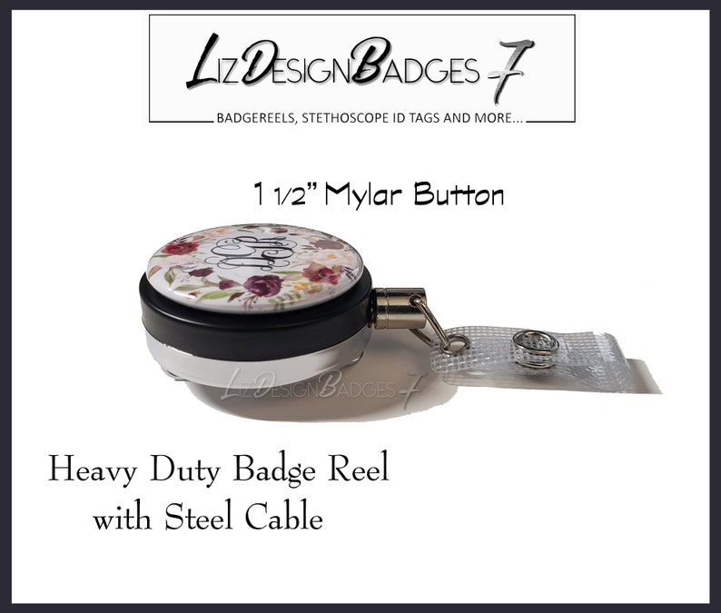 Burgundy Floral Human Lungs Heavy Duty Badge Holder with Steel Cable Heavy Duty Badge Reel with Steel Cable Badge Reel with Steel Wire