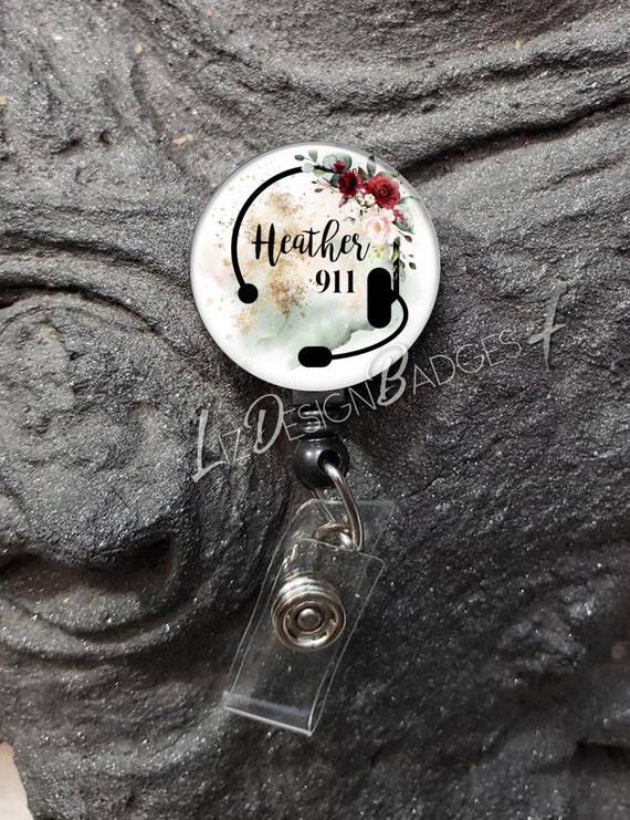 911 Badge Reel Dispatcher gift set 911 Keychain Communicator Badge Reel 911 Christmas gift Dispatcher Keychain Dispatcher Badge Reel
