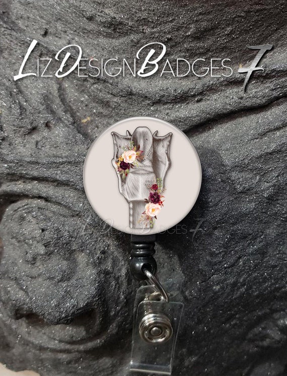 Larynx with Flowers Badge Reel -Larynx Retractable Badge Holder -Medical Staff -Nursing Badge Reel - Speech Pathologist Badge Reel -SLP A194