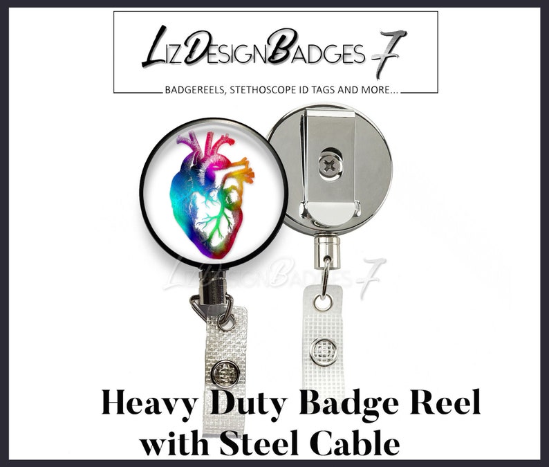 Heavy Duty Badge Reel with Steel Cable Human Heart Badge Reel with Steel Wire Human Heart Heavy Duty Badge Holder with Steel Cable