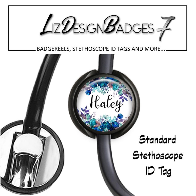 Monogram Badge Holder Monogram Badge Reel Monogram Stethoscope Id Tag -ST116 Personalized Badge Reel Floral Retractable Badge Holder