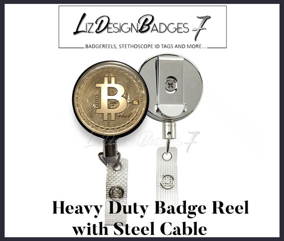 Bitcoin Heavy Duty Badge Reel With Steel Cable Bitcoin Heavy Duty