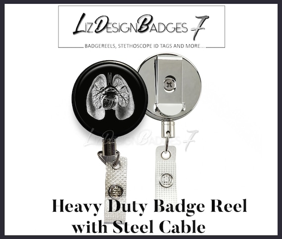 Burgundy Floral Human Lungs Heavy Duty Badge Holder with Steel Cable Heavy Duty Badge Reel with Steel Cable Badge Reel with Steel Wire