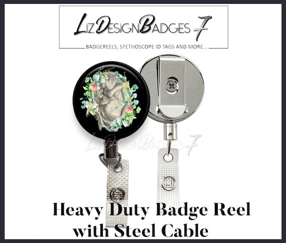 Floral Fetus Heavy Duty Badge Reel With Steel Cable Heavy Duty