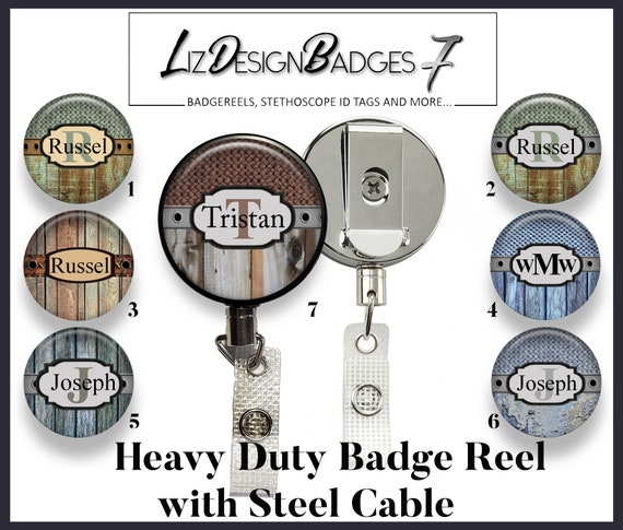 Wood Heavy Duty Badge Reel With Steel Cable Masculine Design Heavy Duty  Badge Holder With Steel Cable Wood Badge Reel With Steel Wire 
