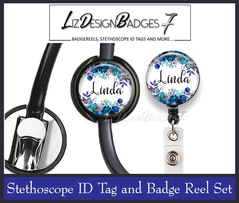 Retractable Badge Holder Personalized Badge Reel Nursing Badge Reel -Style 591 Floral Badge Reel Monogram Badge Reel