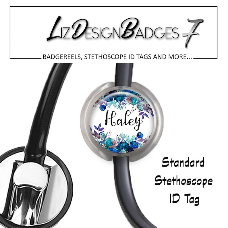 Monogram Badge Holder Monogram Badge Reel Monogram Stethoscope Id Tag -ST116 Personalized Badge Reel Floral Retractable Badge Holder