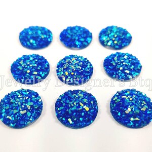 12mm Iridescent Blue Faux Druzy Cabochon Resin Cabochons Drusy Studs Fits 12mm Bezel Stud Crystal Earrings Druzy Post Earring DIY Druzy