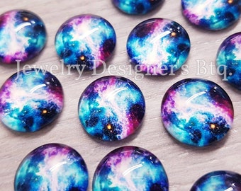 8mm Cosmos Galaxy Cabochons - Photo Glass Dome - Twilight Stars Space Aurora Borealis Night Sky