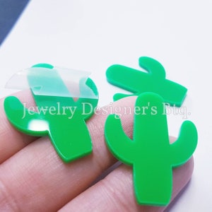 30mm Cactus Cabochon Acrylique Déco - Cactus DIY Bijoux Artisanat Laser Vert