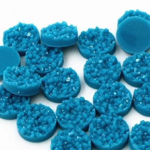 12mm, Faux Druzy Cabochons, Glossy Cabochon, Faux Stones, Jewelry Craft Supply, DIY Jewellery, Dark Cyan