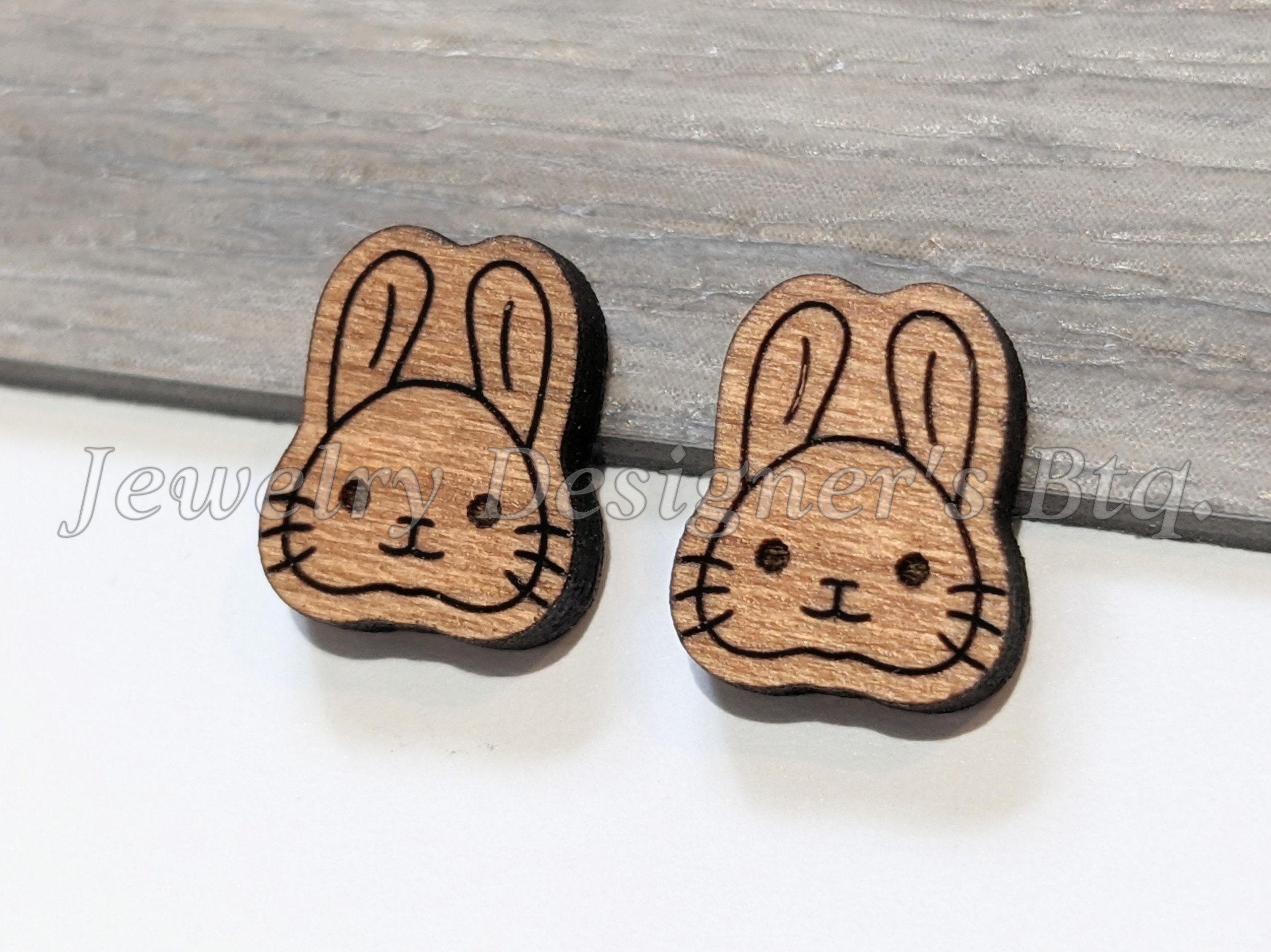 Rabbit Engraved 12mm Bunny Rabbit Engraved Wood Cabochons - Animal Wooden ...