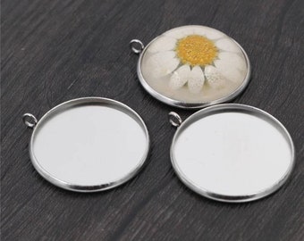 25mm Stainless Steel Cabochon Settings - Charm Pendant Blanks For Cabochons