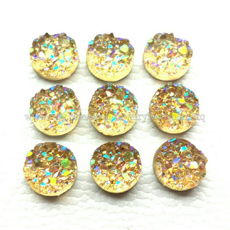 8.1mm Iridescent Faux Druzy Cabochons Resin Kawaii Cabochon Glitter Embellishments Jewelry Supplies Earring Components Ring Findings image 2