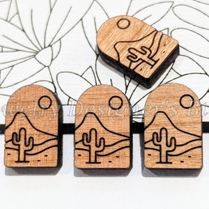 12 mm cabochons van Desert Scape Wood - Bladeren van houten versieringen - Kersenhout, walnoot, berken, kleur pluk - Semi-matte vernis