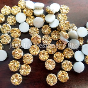8mm Or Ton Druzy Cabochons Faux Drusy Bronze Cabochon Résine Embellissement Bijoux Fournitures Boucles d’oreilles Résultats Caméo Paramètres Kawaii Approvisionnement