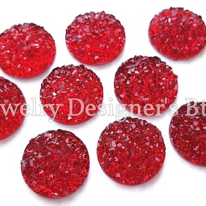 12mm Resin Druzy Cabochons - Faux Mineral Quartz Cabochon - Crystal Cherry Flat Type